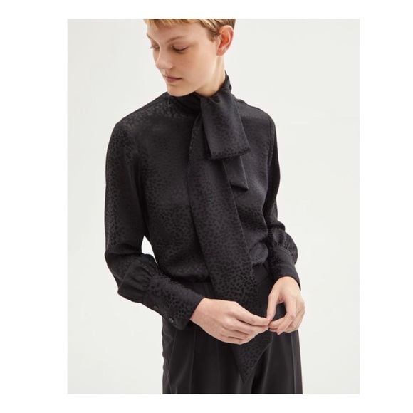 Nili Lotan Tops - Nili Lotan Avani Silk Tie Blouse in Black Multi